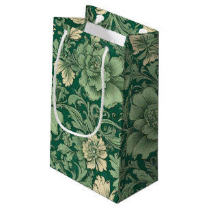 Sage Green Vintage Floral Pattern  Small Gift Bag