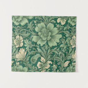 Sage Green Vintage Floral Pattern  Tapestry