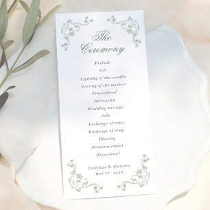 Sage Green Vintage Floral Wedding Program