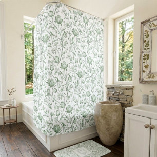 Sage Green Vintage Garden French Floral Toile
