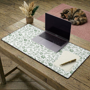 Sage Green Vintage Garden French Floral Toile Desk Mat