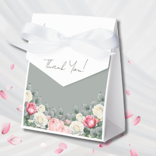Sage Green Vintage Garden Roses Baby Shower Favor Box