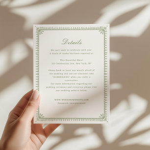 Sage Green Vintage Garden Wedding Details Enclosure Card