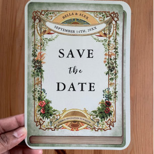 Sage Green Vintage Library Book Secret Garden Save The Date