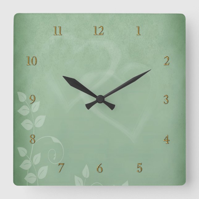 Sage Green Vintage Square Wall Clock (Front)