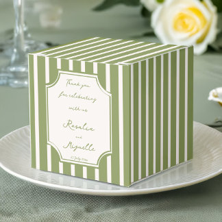 Sage green vintage stripes wedding favours custom favor box