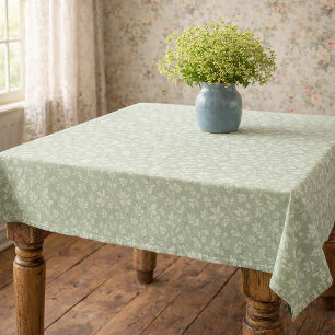 Sage Green Vintage Tablecloth