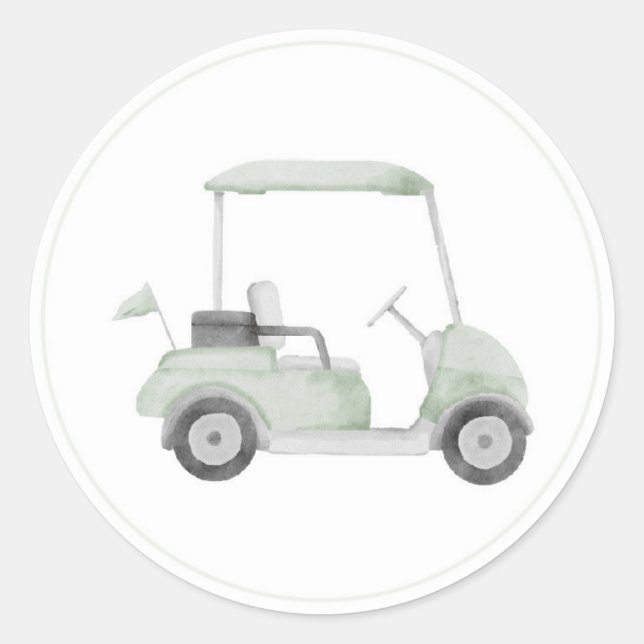 Sage green voiturette de golf autocollant (Devant)
