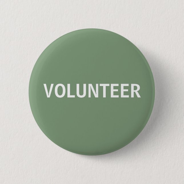 Sage Green Volunteer  2 Inch Round Button (Front)