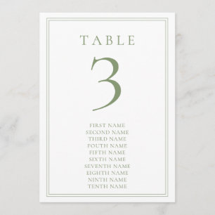 Sage Green Warm Minimalist Wedding Table Number 10