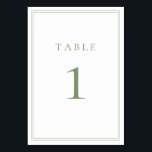 Sage Green Warm Modern Minimalist Wedding Table Number<br><div class="desc">Sage Green modern, minimalist wedding table number. Fully customizable! **PLEASE NOTE: For ordering Table Numbers, each card number must be edited/customized separately and added to your cart. For example: if you just select Qty: 20 cards and Add to Cart, it will be of the same number unless you customize each...</div>