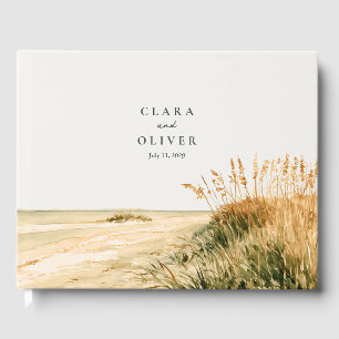 Sage Green Warm Taupe Sea Oats Island Wedding Guest Book