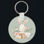 Sage Green Watercolor Bunny Rabbit Woodland  Keychain<br><div class="desc">Sage green bunny rabbit Woodland animals.  A cute accessory.  100% customer satisfaction with Zazzle every day.</div>