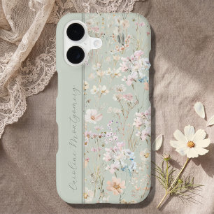 Sage Green Watercolor Floral Personalized