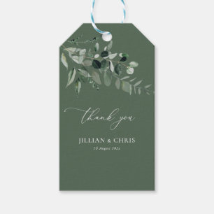Sage green watercolor foliage wedding gift tags
