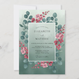 Sage Green Watercolor Foliage Wedding Invitation