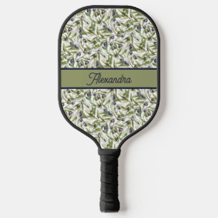 Sage Green Watercolor French Country Olive Name Pickleball Paddle