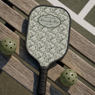 Sage Green Watercolor French Country Olive Name Pickleball Paddle