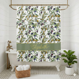 Sage Green Watercolor French Country Olive Pattern