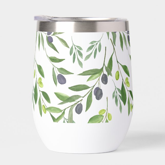 Sage Green Watercolor French Country Olive Pattern (Droite)