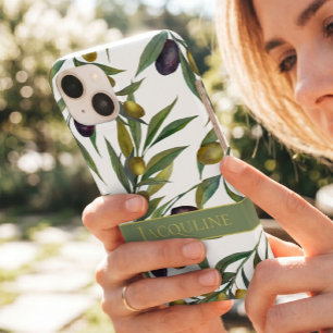 Sage Green Watercolor French Country Olive Pattern Case-Mate iPhone 14 Case