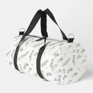 Sage Green Watercolor French Country Olive Pattern Duffle Bag