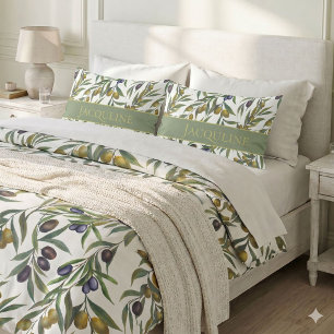 Sage Green Watercolor French Country Olive Pattern Pillowcase