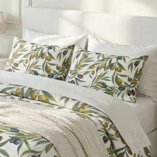 Sage Green Watercolor French Country Olive Pattern Pillowcase