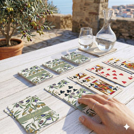 Sage Green Watercolor French Country Olive Pattern Playing Cards