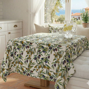 Sage Green Watercolor French Country Olive Pattern Tablecloth