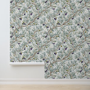 Sage Green Watercolor French Country Olive Pattern Wallpaper
