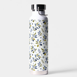 Sage Green Watercolor French Country Olive Pattern Water Bottle