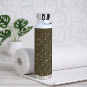 Sage Green Watercolor French Country Olive Pattern Water Bottle