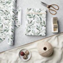 Sage Green Watercolor French Country Olive Pattern