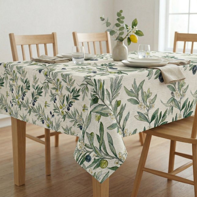 Sage Green Watercolor French Country Olive Tablecloth (Creator Uploaded)
