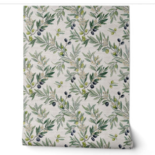 Sage Green Watercolor French Country Olive Wallpaper