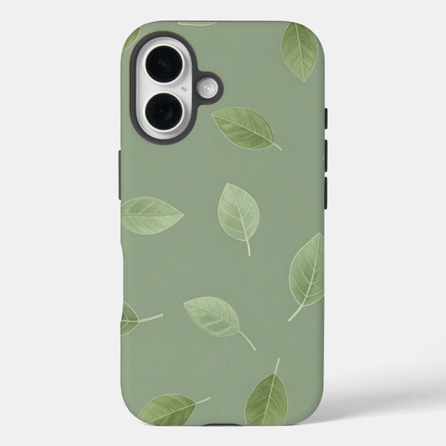 Sage Green Watercolor Leaf Pattern Case-Mate iPhone Case (Back)