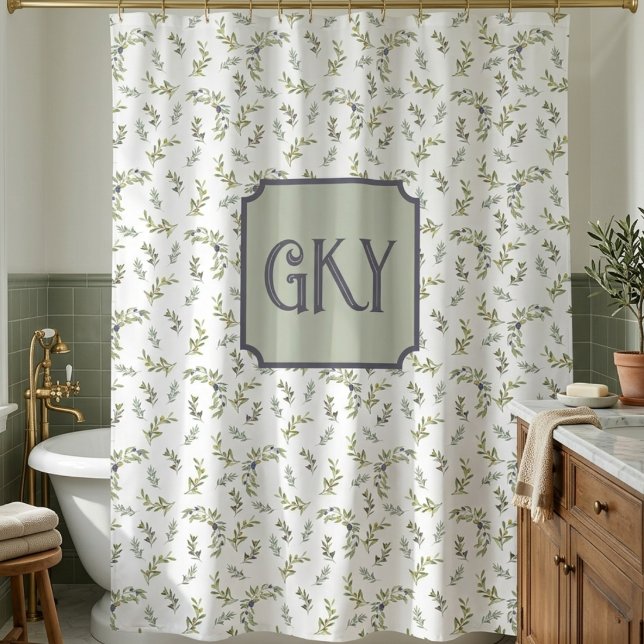 Sage Green Watercolor Monogram Chic Olive Pattern (Creator Uploaded)