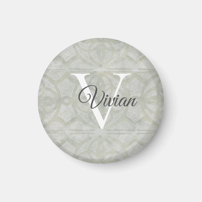 Sage Green Watercolor Monogram Name Magnet (Front)