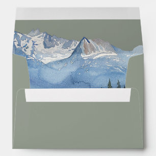 Sage Green Watercolor Mountain Wildflower Wedding Envelope