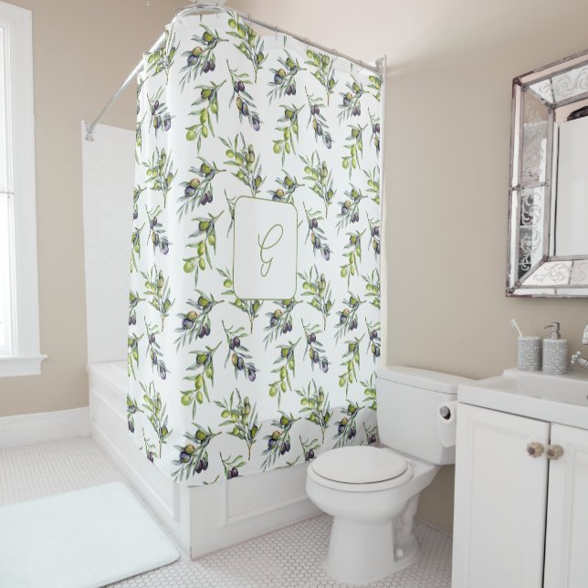 Sage Green Watercolor Olive Monogram Name (In Situ)