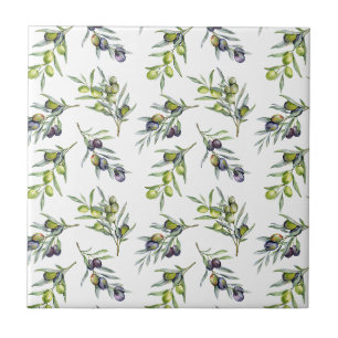 Sage Green Watercolor Olives Tile