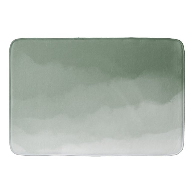 Sage Green Watercolor Ombre (sage green/white) Bath Mat (Front)