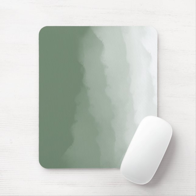 Sage Green Watercolor Ombre (sage green/white) Mouse Pad (With Mouse)