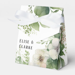Sage Green Watercolor Peony Wedding Favor Box