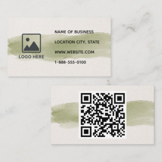 Sage Green Watercolor QR Code Business Card