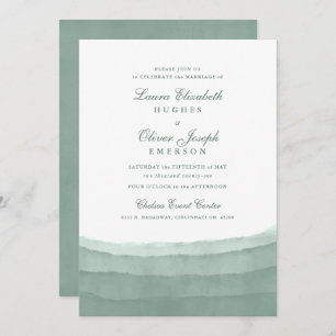 Sage Green Watercolor Wedding Invitations