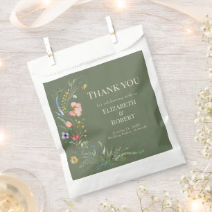 Sage Green Watercolor Wildflowers Favour Bag