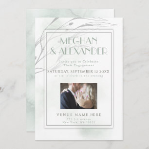 Sage Green Watercolor Willow Branch Photo Frame Invitation