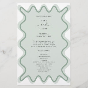Sage Green Wavy Border Ceremony Programme